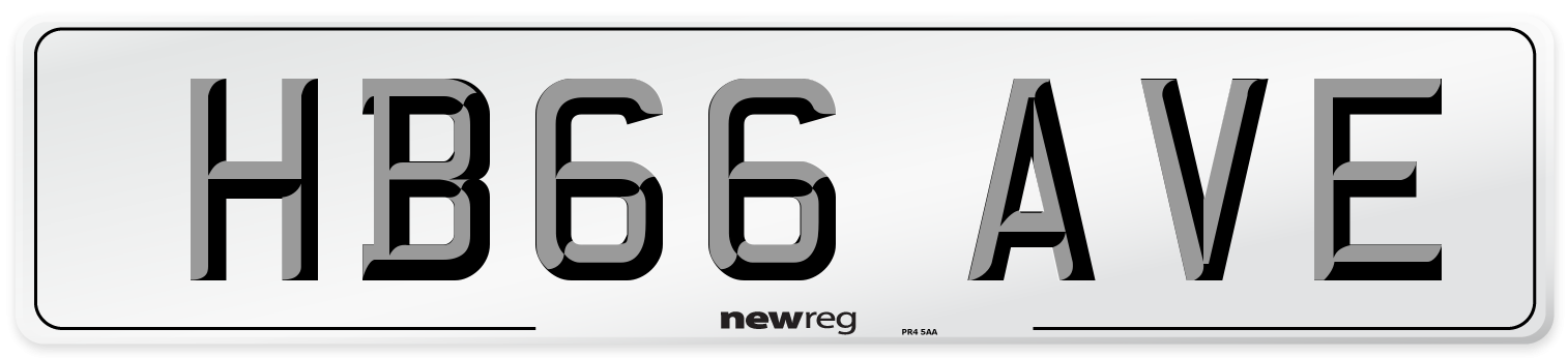 HB66 AVE Number Plate from New Reg
